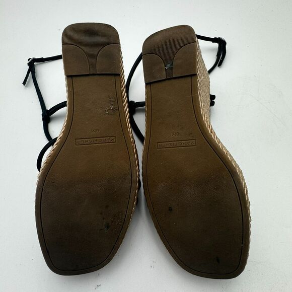 MARC FISHER | Women's 8 Strappy Black Boho Vegan Woven Wedge Zarah Sandals - Picture 7 of 10